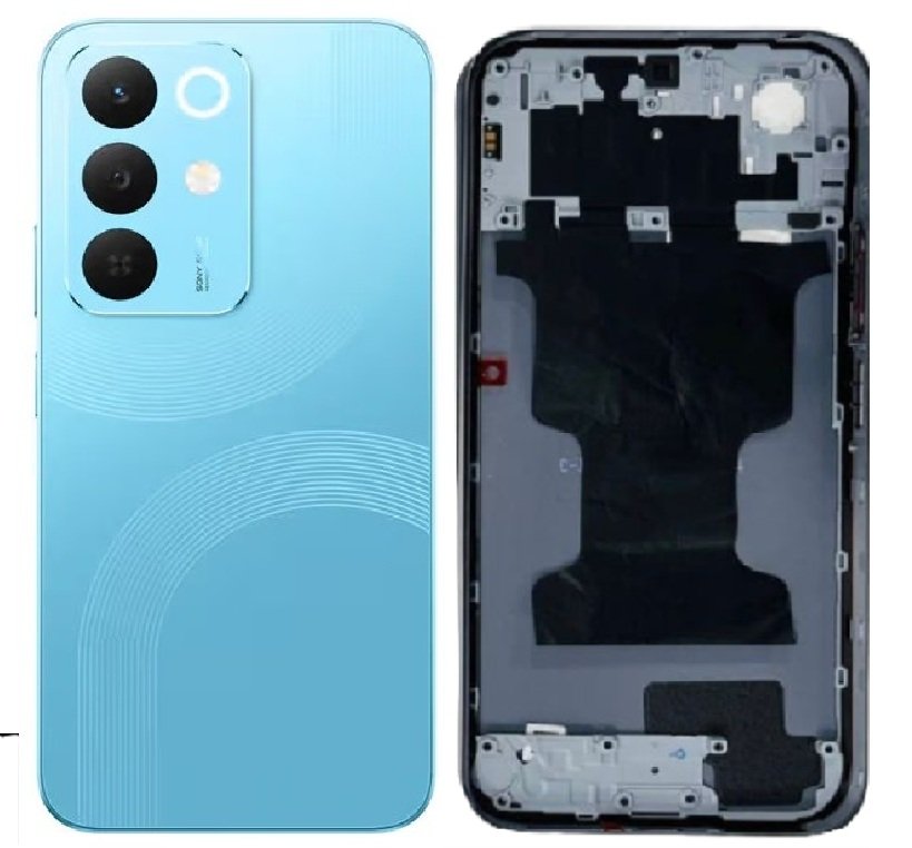 Compatible Replacement Realme 15x 5G Full Body Housing Replacement Back Frame Middle Chassis with Side Keys – Maroon, Blue & Black Color: BLUE